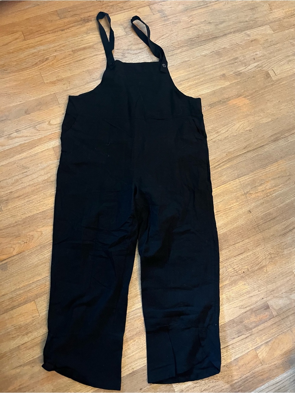 Black Women's Wide-Leg Overalls Jumpsuit